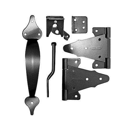 Nuvo Iron BLACK GALVANIZED STEEL WOODEN GATE COMBO KIT DELUXE WGCKH
